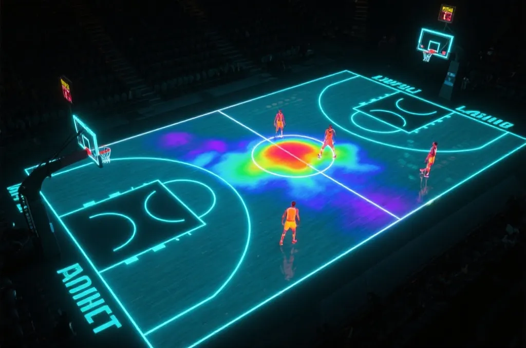 NBA球员实时高阶数据图表，包括投篮热图与正负值分析